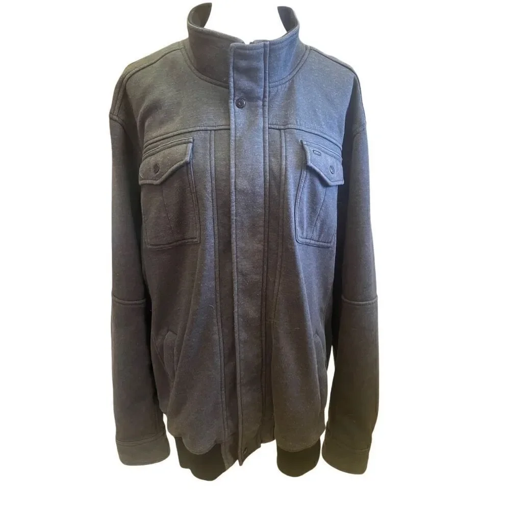 O’Neill Super Fleece Dark Gray Full Zip Button Down Mock Collar Men’s Jacket Siz